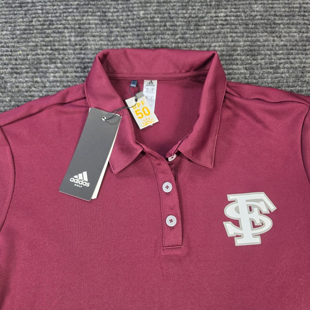 Adidas Golf Polo Shirt Womens Small Maroon NEW FSU Seminoles UPF 50 FK3676 - Picture 7 of 9